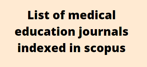 Medical education journals indexed in Scopus  Research Journals