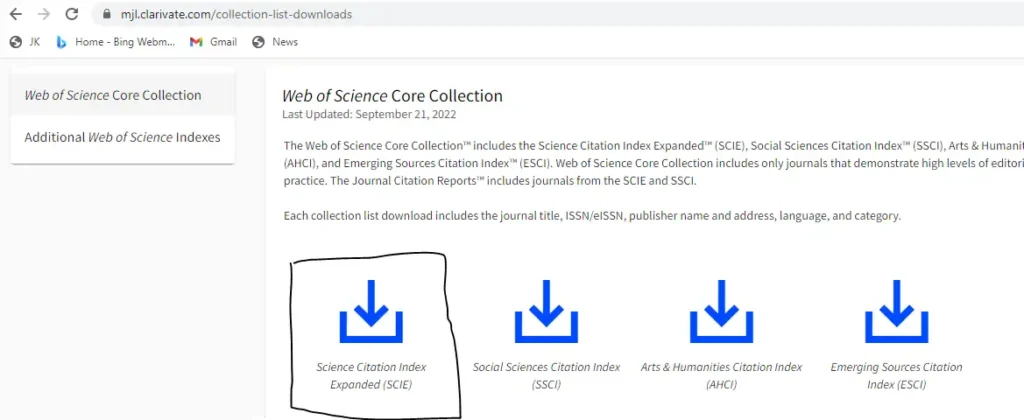 Science Citation Index Expanded Journals Research Journals